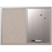 18" Board Height x 24" Board Width - Gray Fabric, White Surface - Lightweight, Mounting System, Magnetic - Gray Wood Frame - 1 Each
