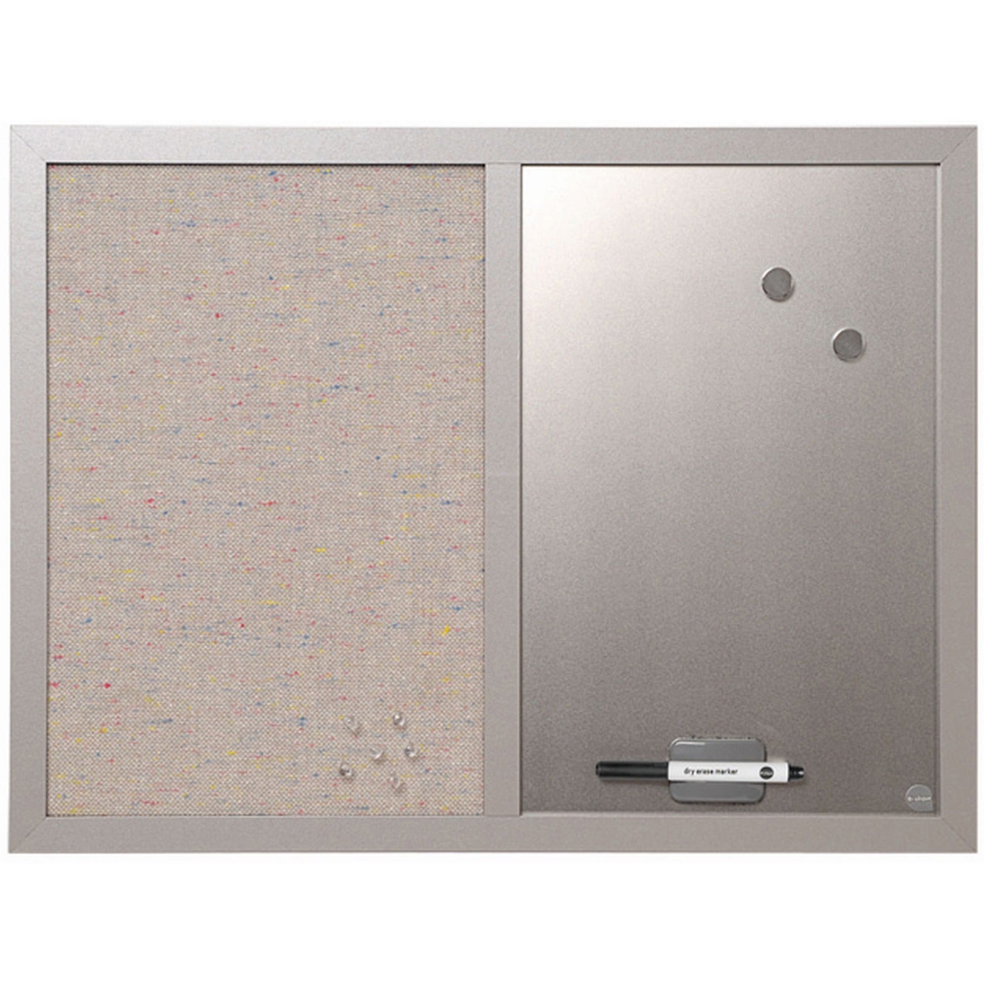18" Board Height x 24" Board Width - Gray Fabric, White Surface - Lightweight, Mounting System, Magnetic - Gray Wood Frame - 1 Each