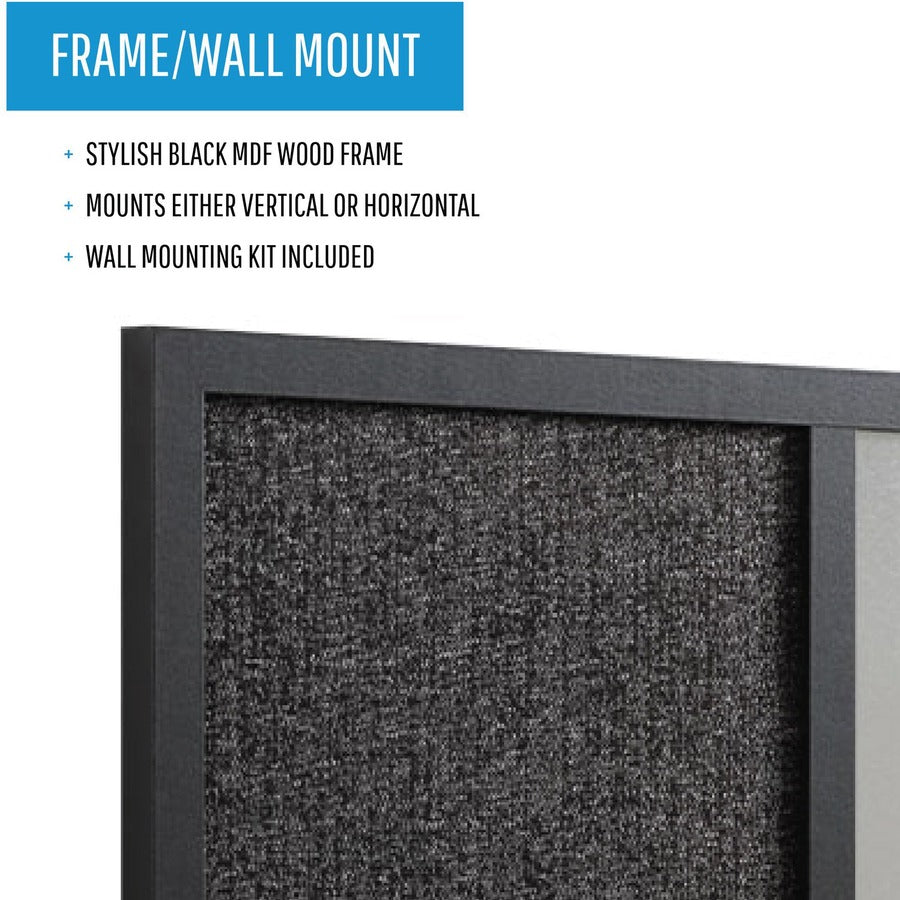 18" Board Height x 24" Board Width - Felt Surface - Magnetic, Lightweight - Black Medium Density Fiber (MDF) Frame - 1 Each