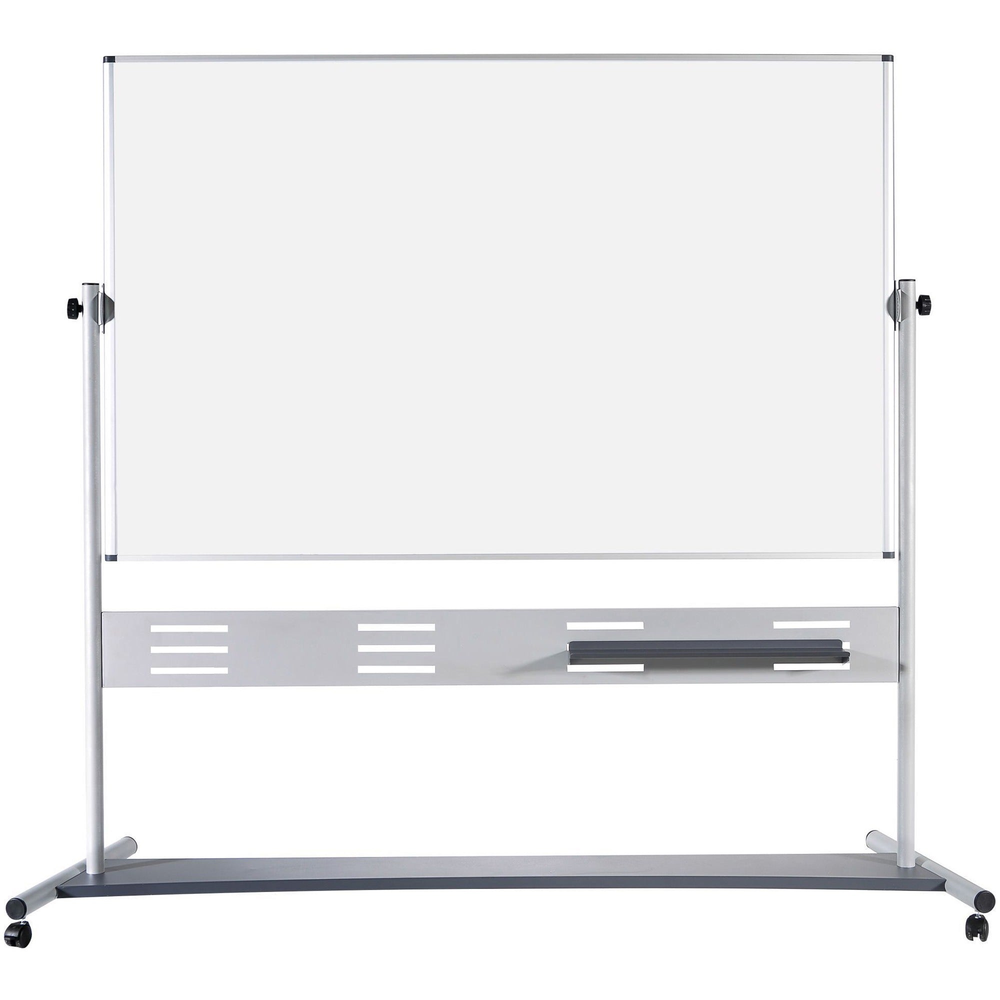 MasterVision Magnetic Dry Erase 2-sided Easel, 72" x 48", White Lacquered Steel Surface, Silver Aluminum Frame, Rectangle, Portable, Magnetic, Locking Casters, Heavy Duty, Reversible, Pen Tray, 1 Each