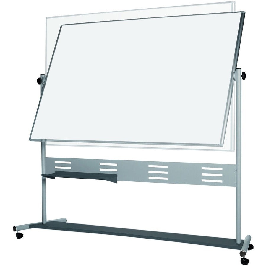 MasterVision Magnetic Dry Erase 2-sided Easel, 72" x 48", White Lacquered Steel Surface, Silver Aluminum Frame, Rectangle, Portable, Magnetic, Locking Casters, Heavy Duty, Reversible, Pen Tray, 1 Each