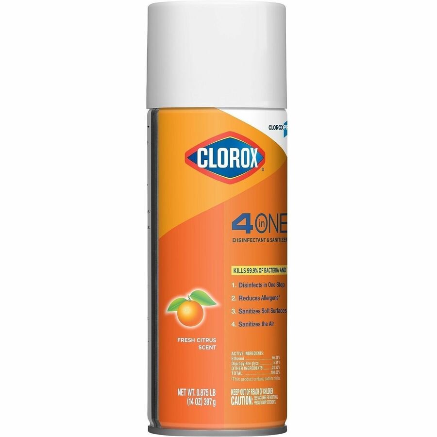 CloroxPro 4 in One Disinfectant & Sanitizer, Aerosol, Fresh Citrus Scent, 14 fl oz, 1 Each