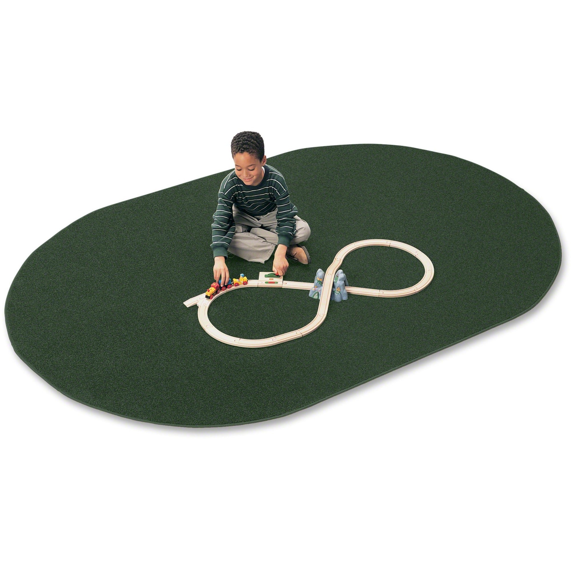 Carpets for Kids&reg; Solid Color Mt. St. Helens Carpet Rug - Kids - 72" Length x 108" Width - Oval - Emerald