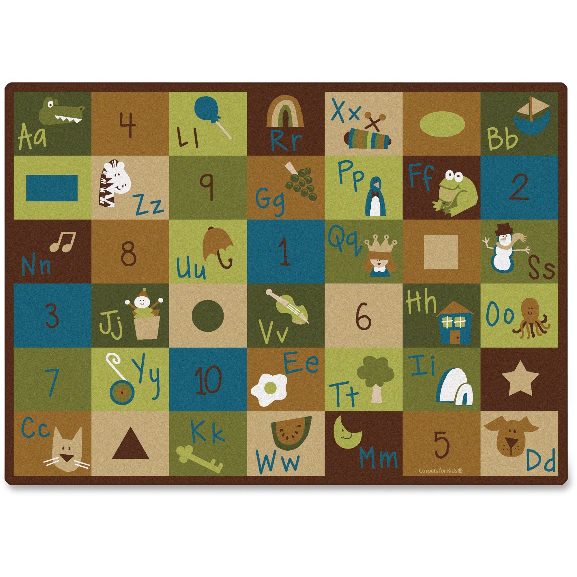 Carpets for Kids Premium Learning Blocks Nature Design Rug, Rectangle, 70" x 53", 1 Each