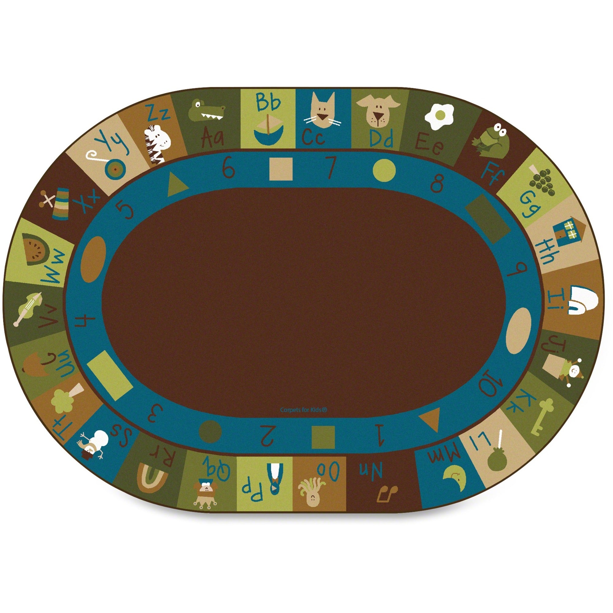 Carpets for Kids Premium Learning Blocks Nature Oval Rug, 11.67 ft x 99", Oval, 1 Each