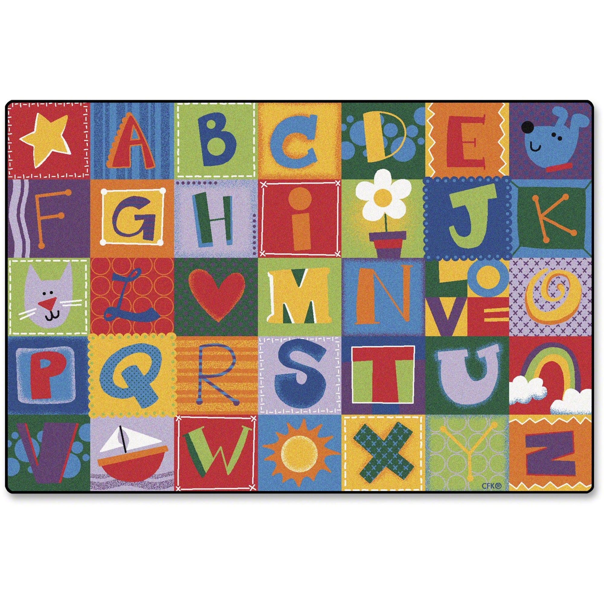 KIDSoft Toddler Alphabet Blocks Rug, Rectangle, 72" x 48", Alphabet Blocks Design, 1 Each