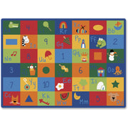 Carpets for Kids Premium Learning Blocks Rectangle Rug, 100" x 70", Rectangle, Learning Blocks, Shapes, Numbers, 1 Each