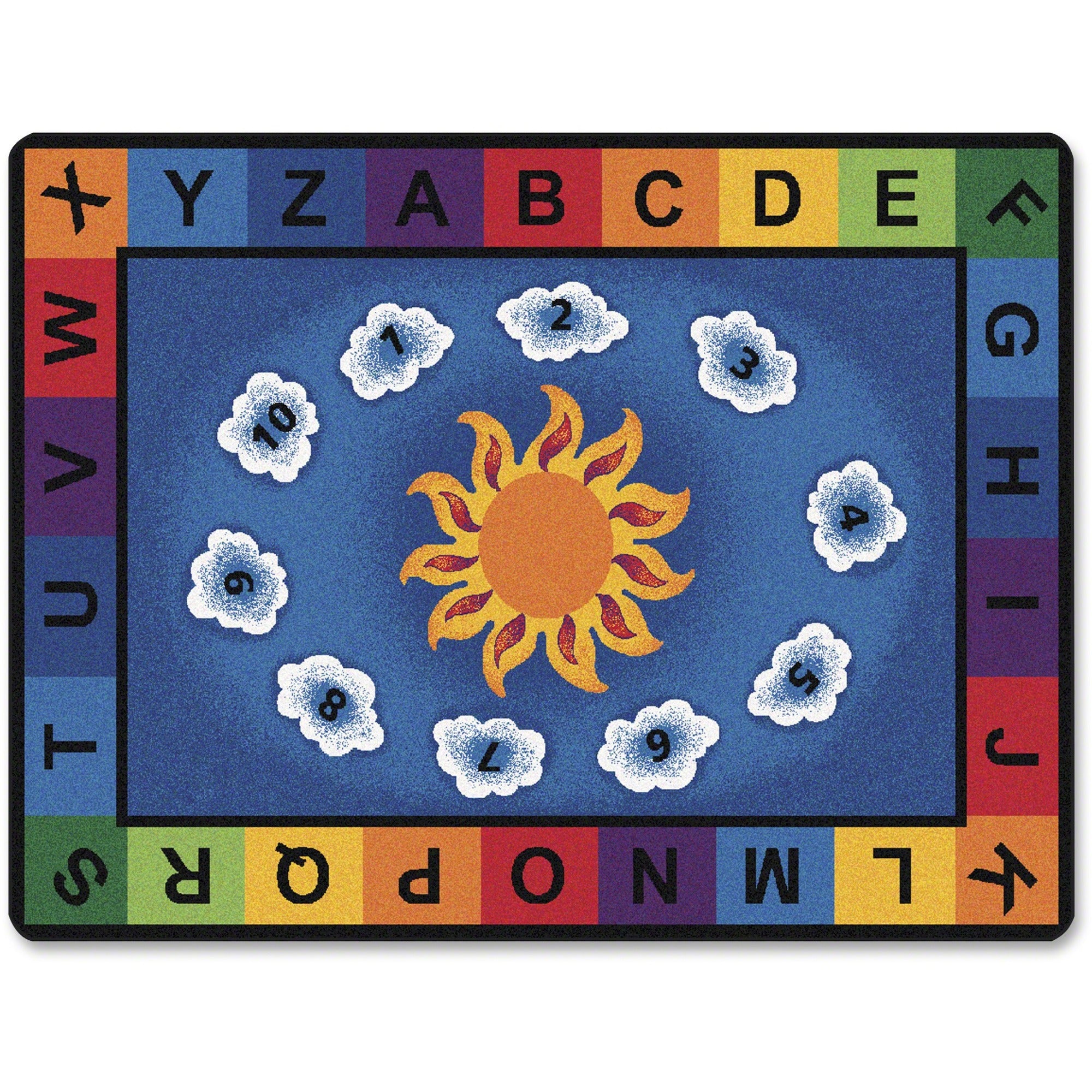 Carpets for Kids Premium Sunny Day Learn/Play Rectangle Rug, 70" x 53", Numbers and Letters, 1 Each