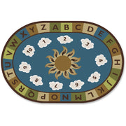 Carpets for Kids Premium Sunny Day Learn/Play Oval Rug, 108" x 72", Numbers and Letters Design, 1 Each