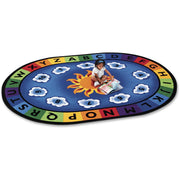 Carpets for Kids Premium Sunny Day Learn/Play Oval Rug, 113" x 81", Numbers and Letters Design, 1 Each