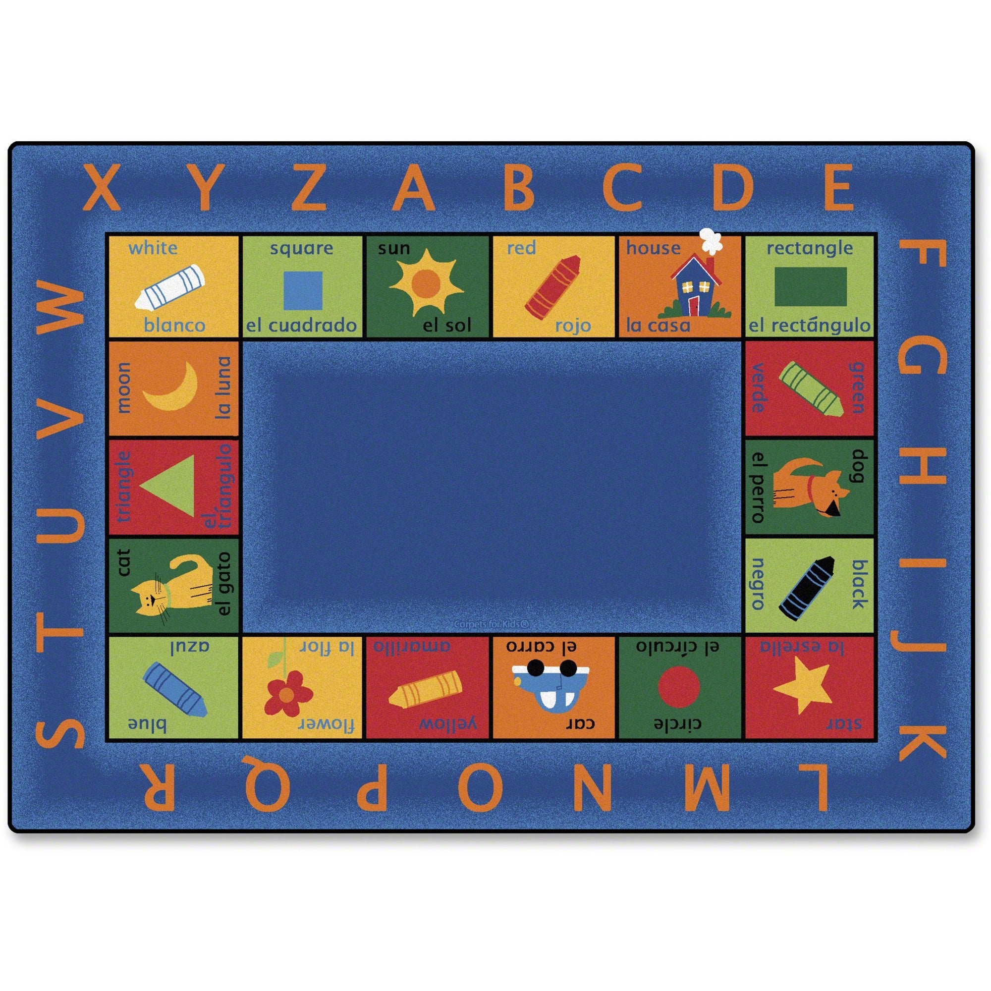 Carpets for Kids Premium Bilingual Colorful Rectangle Rug, 11.67 ft x 100", Rectangle, Bilingual Inner Squares, 1 Each