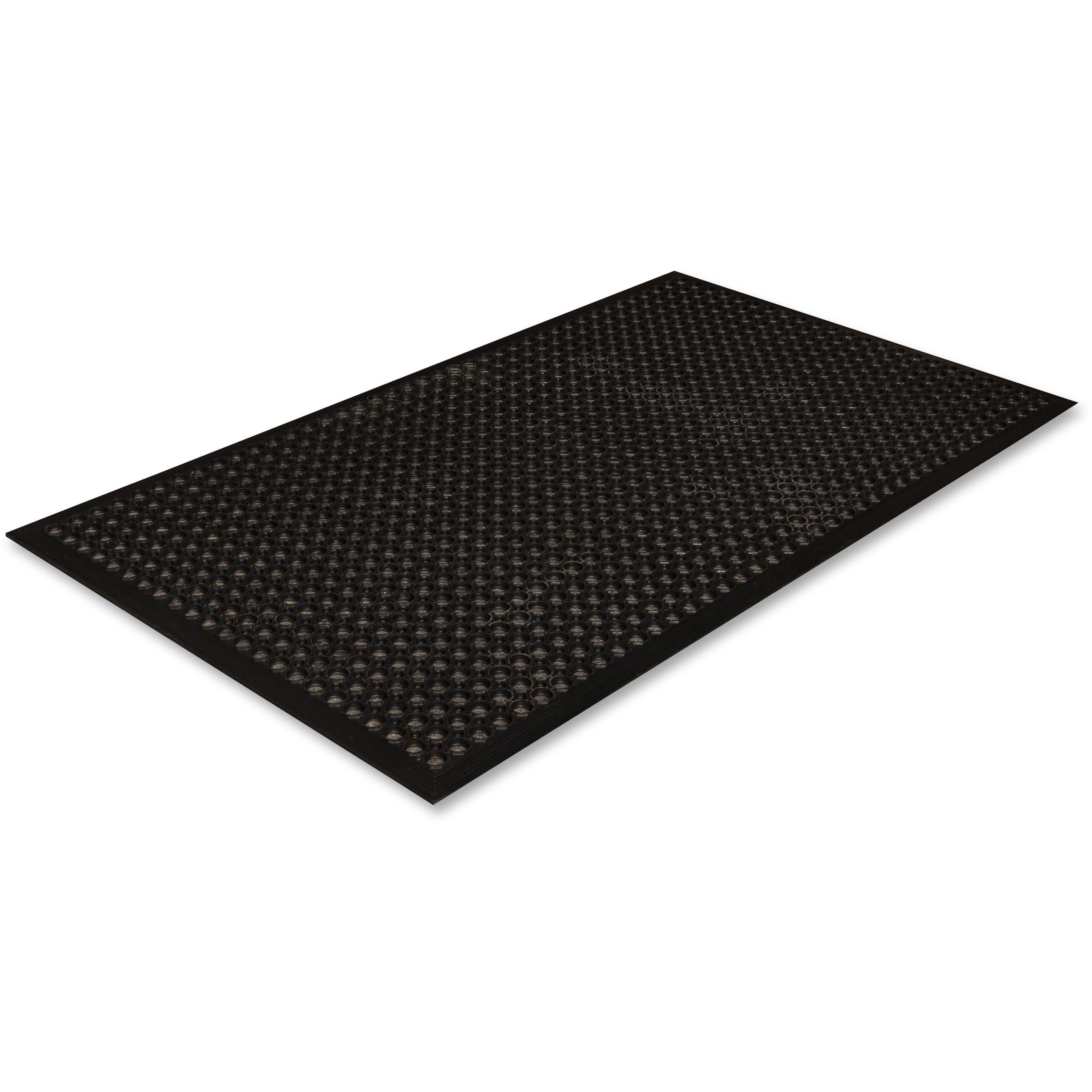 Industry, Office, Indoor - 60" Length x 36" Width - Rectangular - Rubber - Black - 1 Each