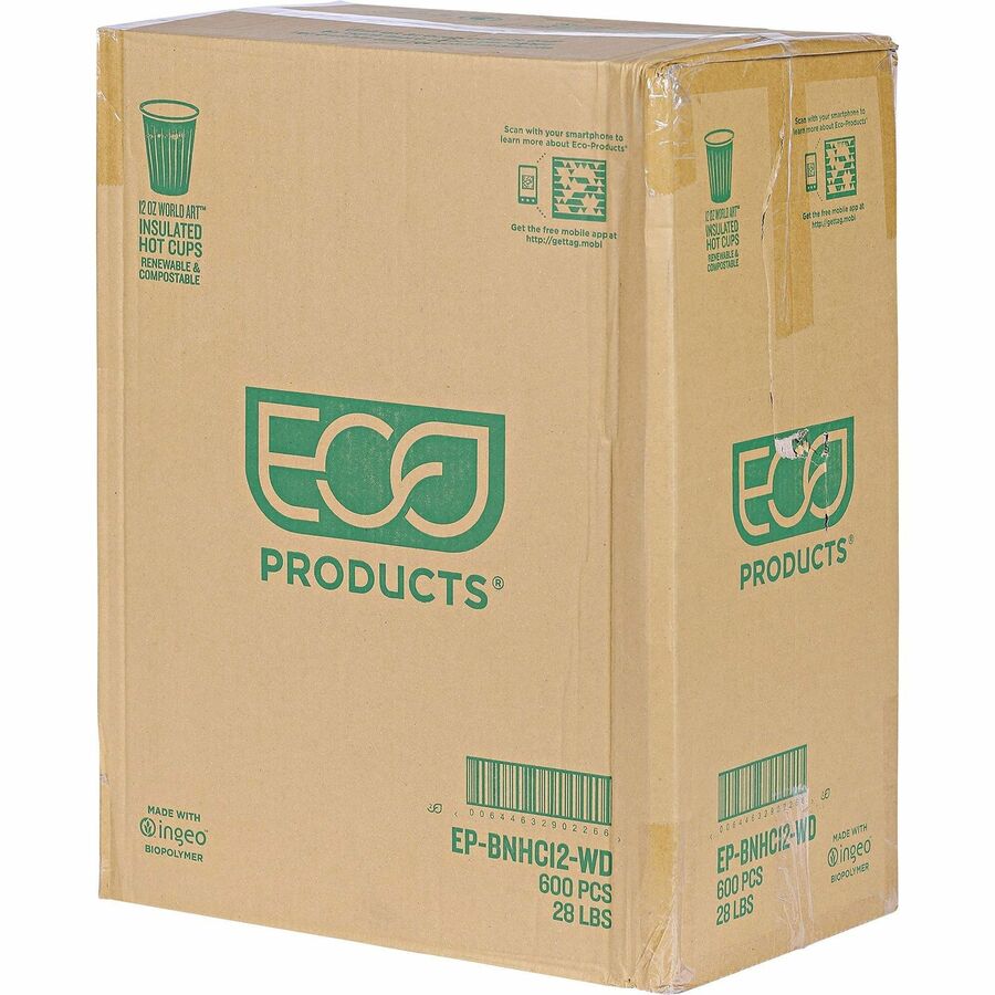 12 fl oz - Green - Hot Drink - 600 / Carton