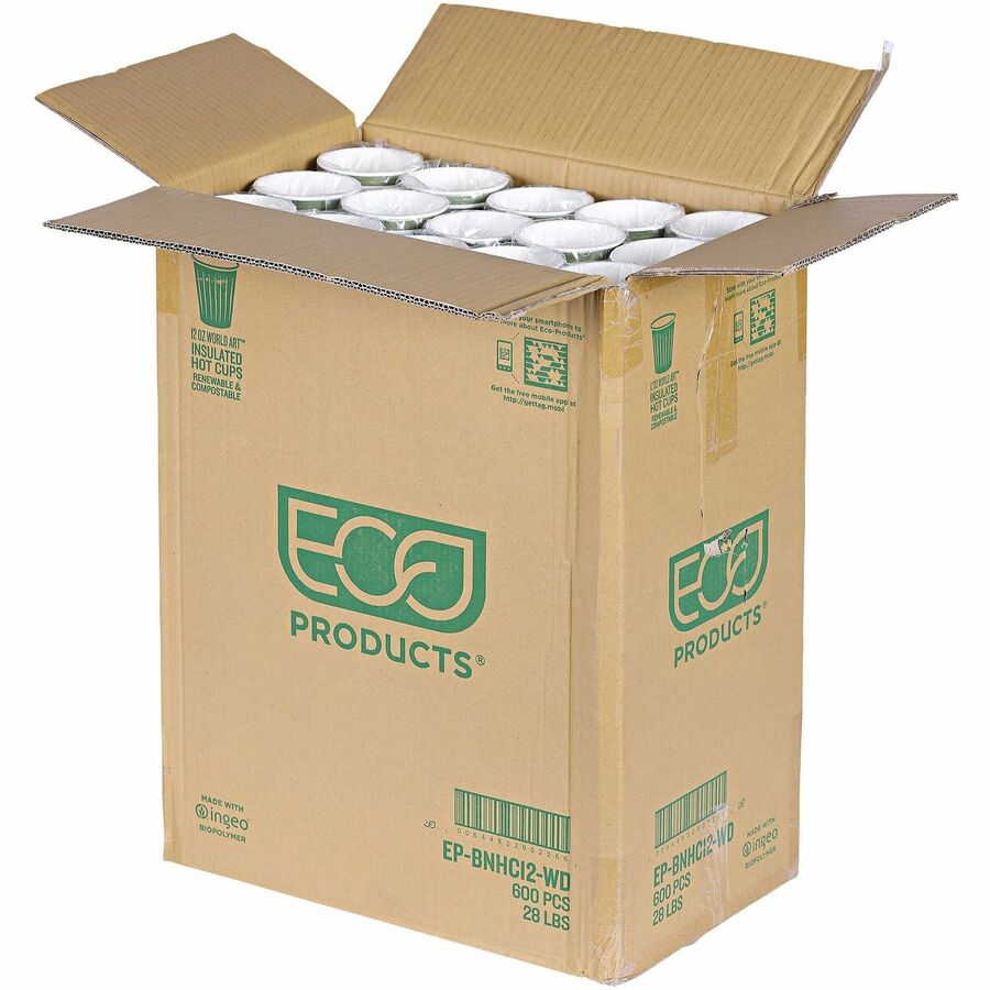 12 fl oz - Green - Hot Drink - 600 / Carton
