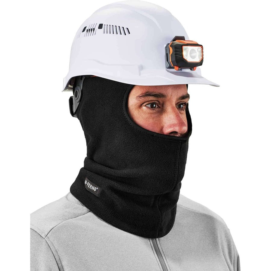 Ergodyne N-Ferno 6821 Balaclava Face Mask, Fleece, Polyester, Black, One Size, 12/Carton