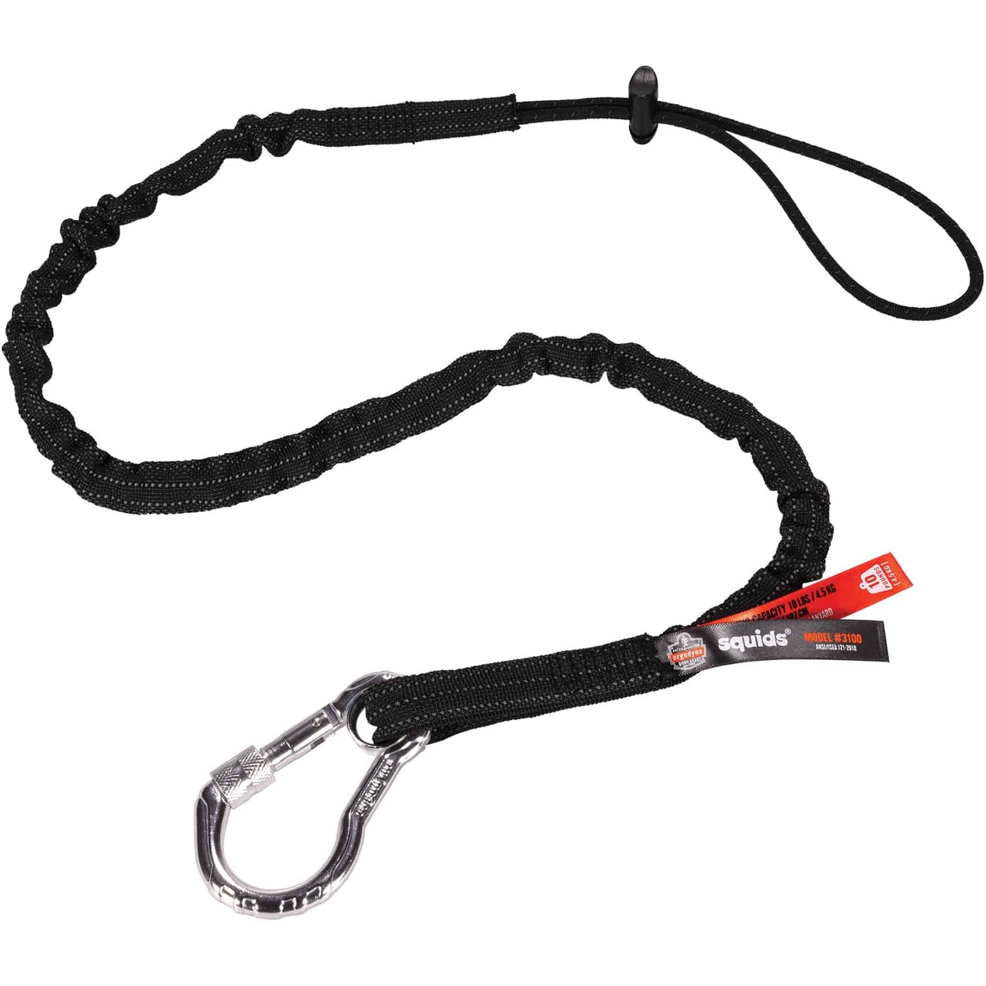 Adjustable - 10 lb Load Capacity - Standard - Carabiner Attachment - 42.1" Length - Black - Nylon Webbing, Aluminum - 6 / Carton