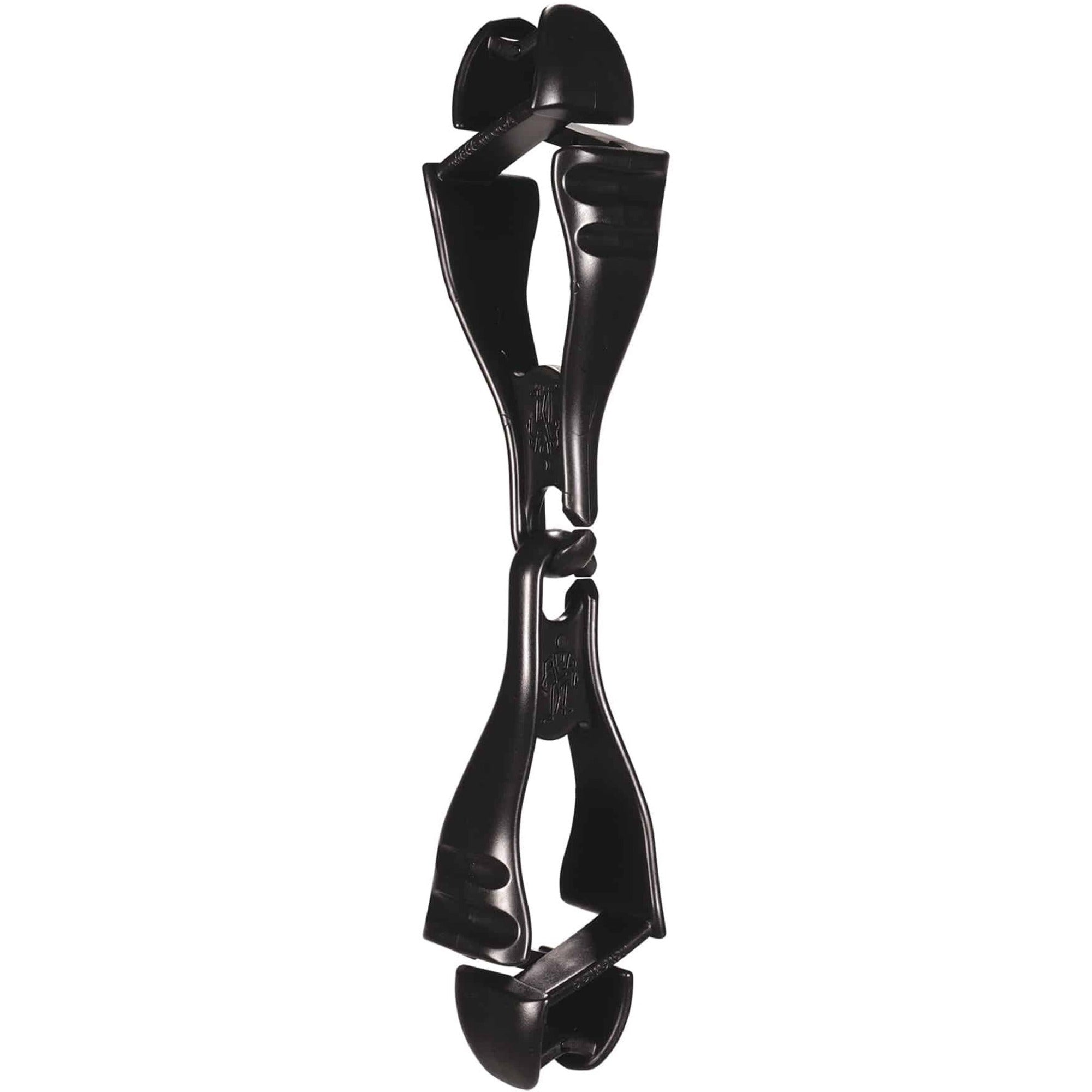 Ergodyne Squids 3400 Glove Clip Holder, Dual Clip, Break Resistant, Temperature Resistant, Acetal, Black, 6.5" x 1", 6 per Carton