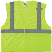 Ergodyne 8210HL Mesh Hi-Vis Safety Vest, Large/Extra Large, Lime, Reflective, Pocket, Breathable, Lightweight, Machine Washable, Mic Tab, Hook & Loop Closure, Polyester Mesh, 1 Each