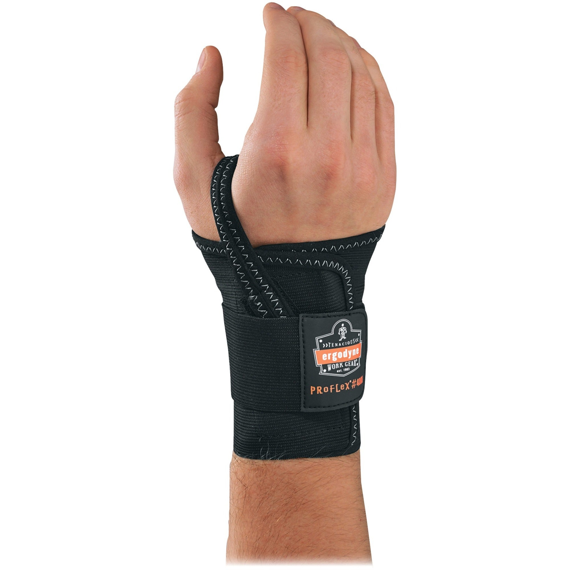 Ergodyne ProFlex 4000 Single-Strap Wrist Support, Right Handed, Large, Black, 1 Each