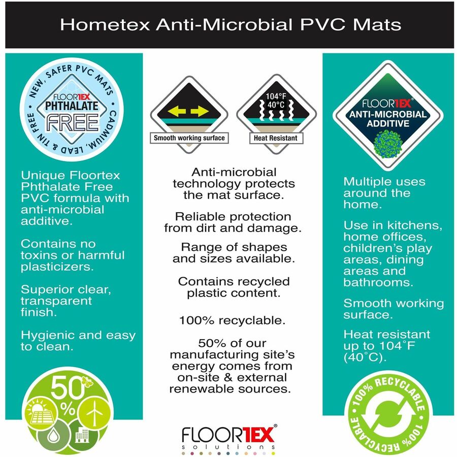 Floortex Hometex&reg; Biosafe Antimicrobial Table Mat 19" x 24"