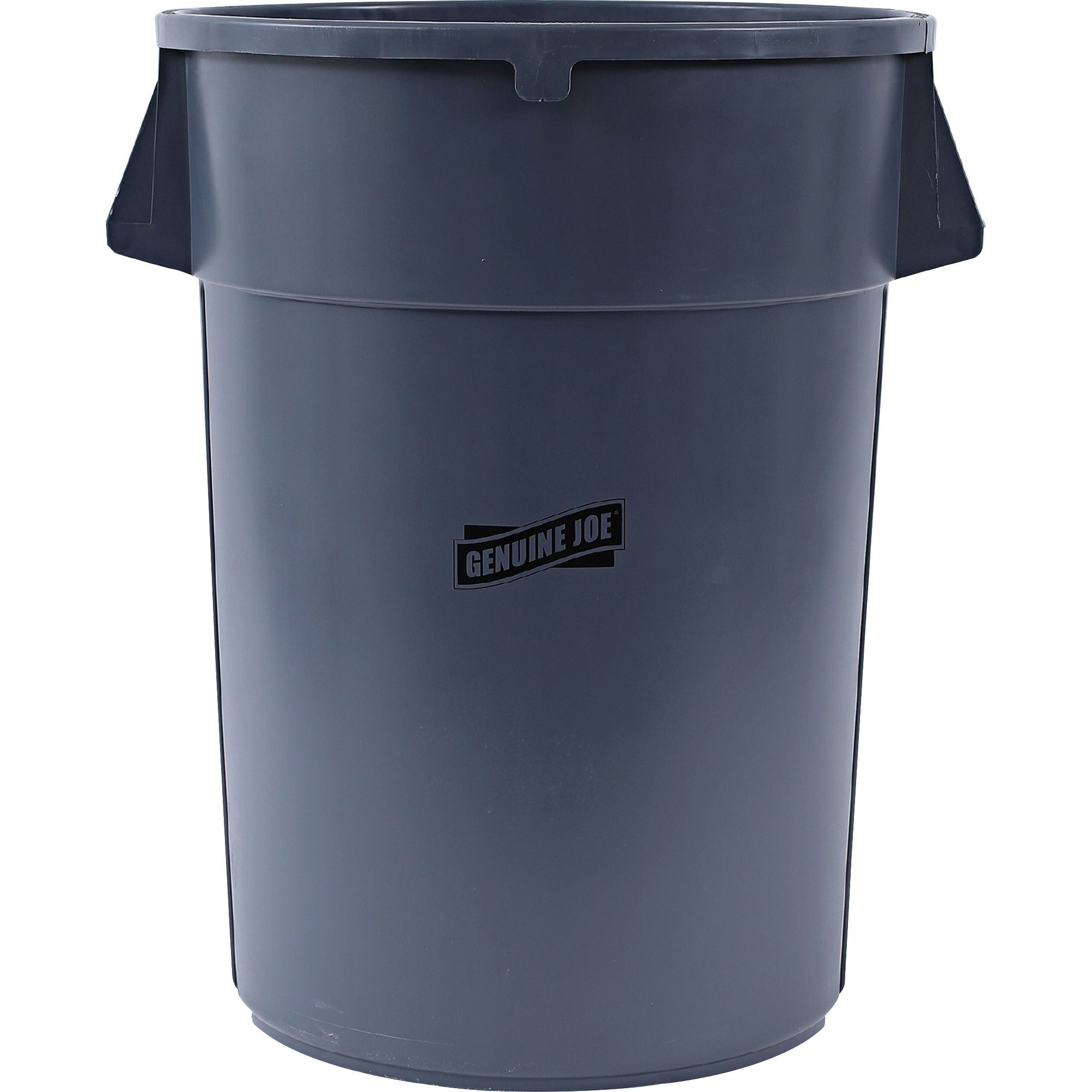 Genuine Joe 44-Gallon Heavy-Duty Trash Container, Gray, 24" H x 31.5" W x 24" D, 1 Each