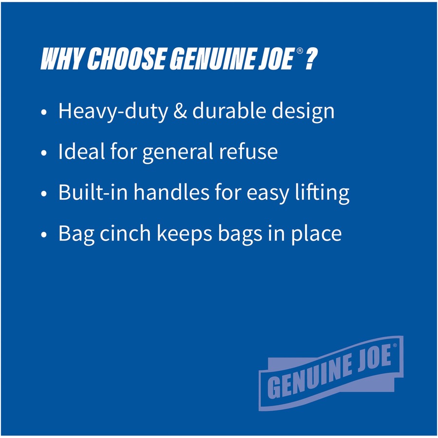 Genuine Joe 44-Gallon Heavy-Duty Trash Container, Gray, 24" H x 31.5" W x 24" D, 1 Each