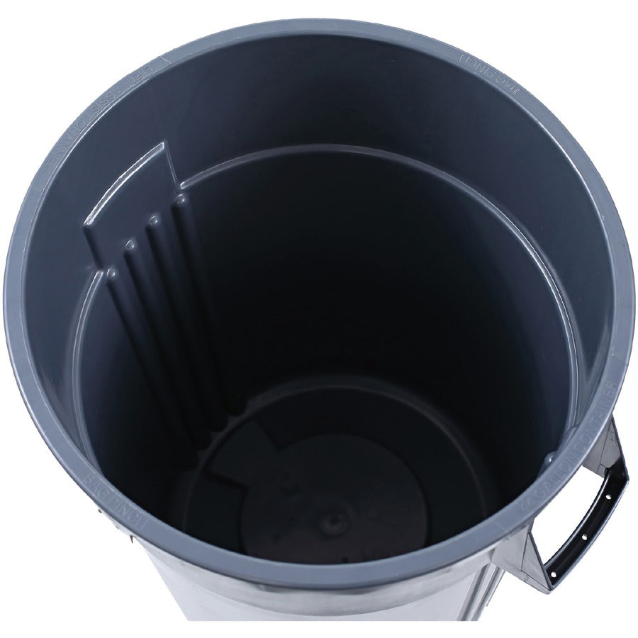 Genuine Joe 44-Gallon Heavy-Duty Trash Container, Gray, 24" H x 31.5" W x 24" D, 1 Each