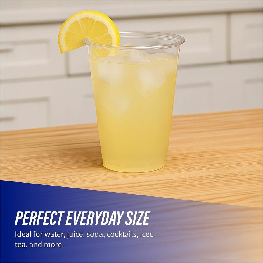 Genuine Joe 16 oz Clear Plastic Cups, 25 Pack, Durable Plastic, Clear, 4.7" Height, 3.9" Diameter
