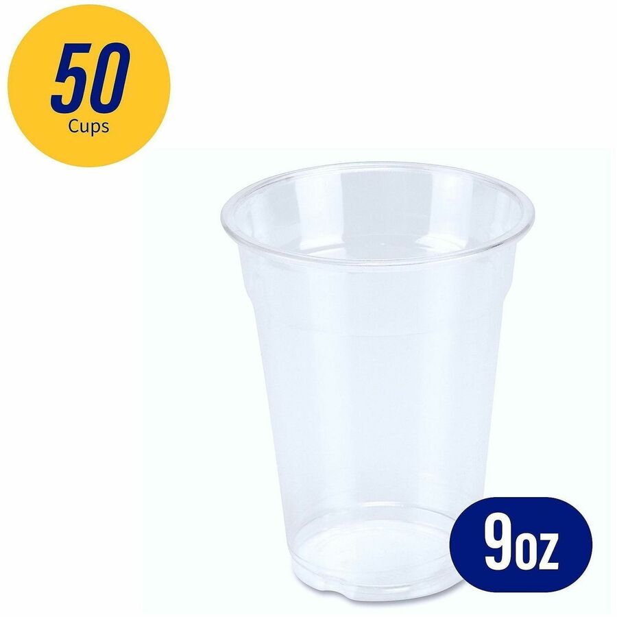 Genuine Joe 9 oz Clear Plastic Cups, 50 Pack