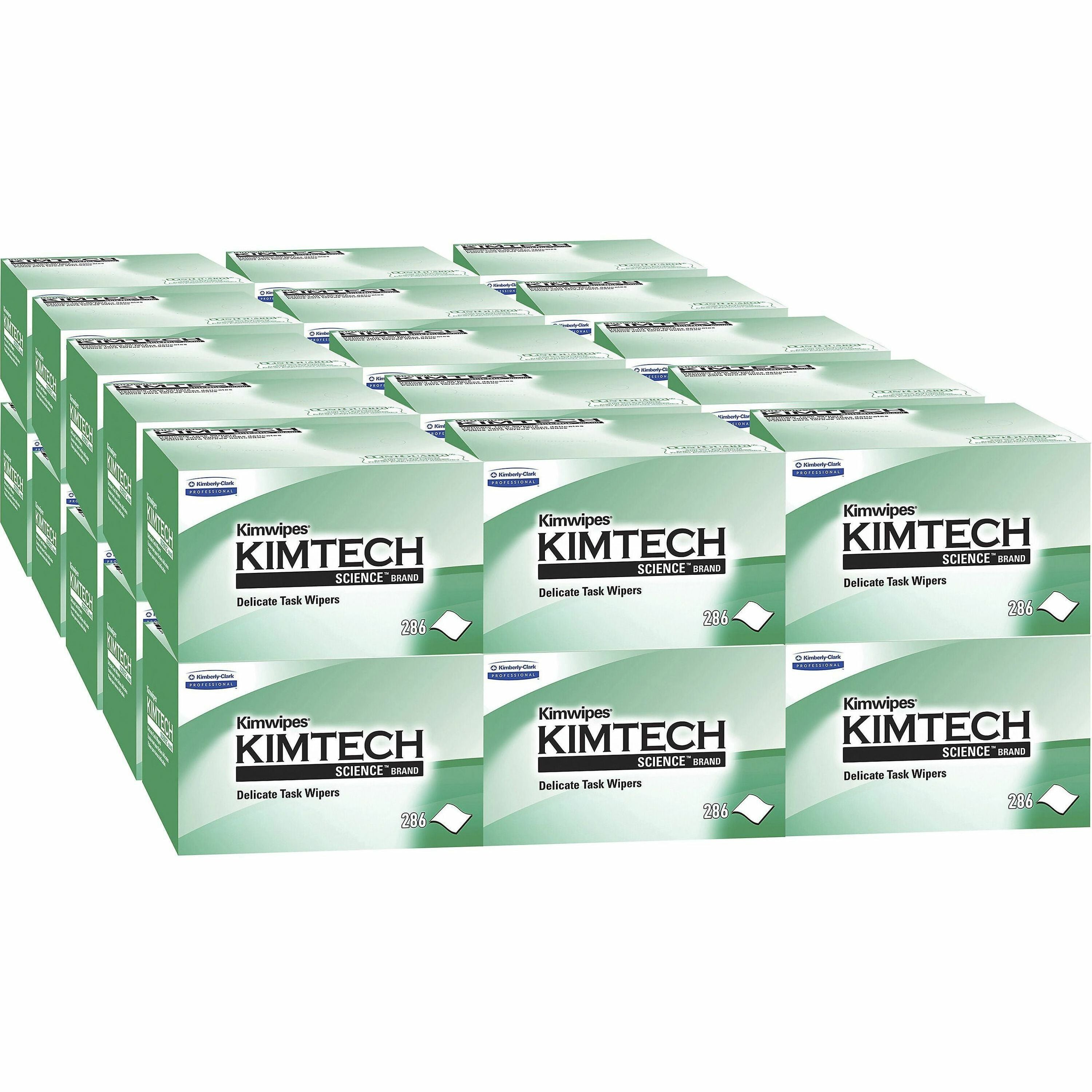 KIMTECH Science Kimwipes Delicate Task Wipers, 1 Ply, 4.39" x 8.20", White, Virgin Fiber, 286 Wipes per Pack, 1 Carton