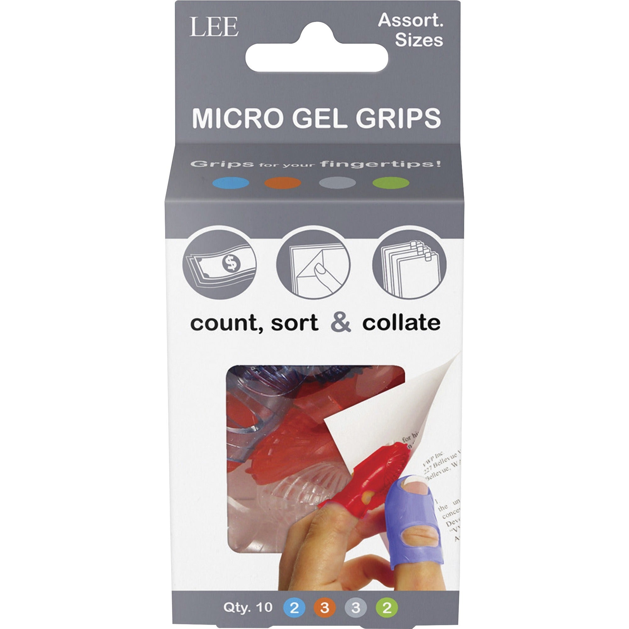 LEE Tippi Micro Gel Grips, #3, 0.63" Diameter, Assorted Colors (Green, Clear, Red), 1 Pack