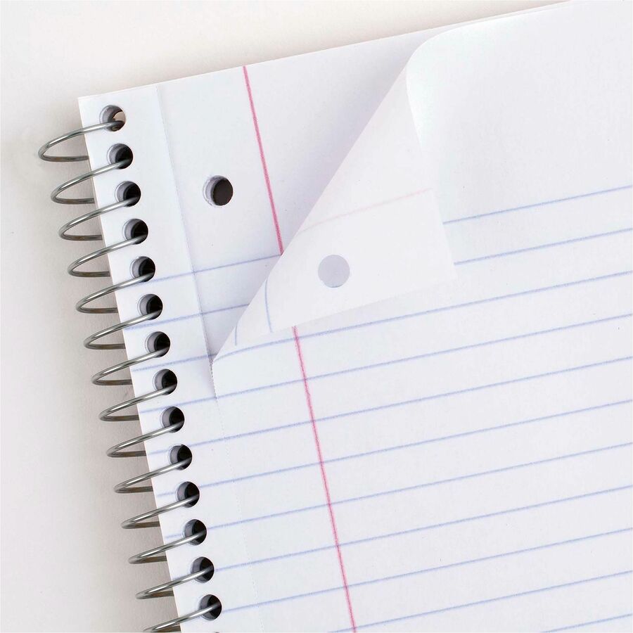 180 Sheets - Wire Bound - College Ruled Front Ruling - 7 1/2" x 10 1/2" Sheet Size - White Paper - Blue, Green, Red Cover - Divider, Compact, Subject - 1 Each