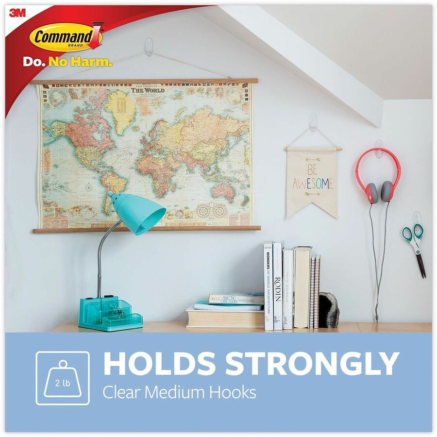 Command Hook Trial Pack, Medium, White, 2 lb Capacity, 50 Hooks per Carton