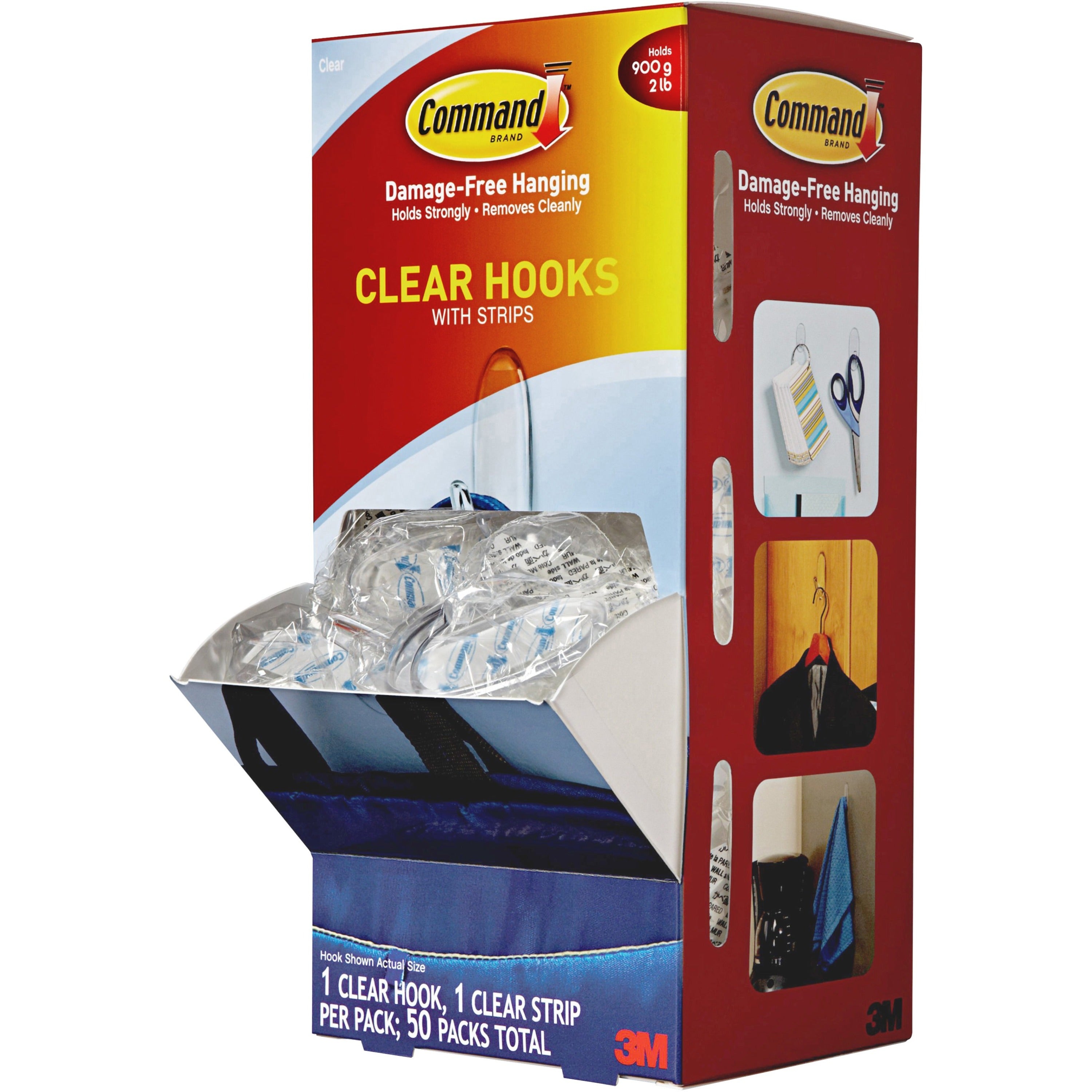 Command Hook Trial Pack, Medium, White, 2 lb Capacity, 50 Hooks per Carton