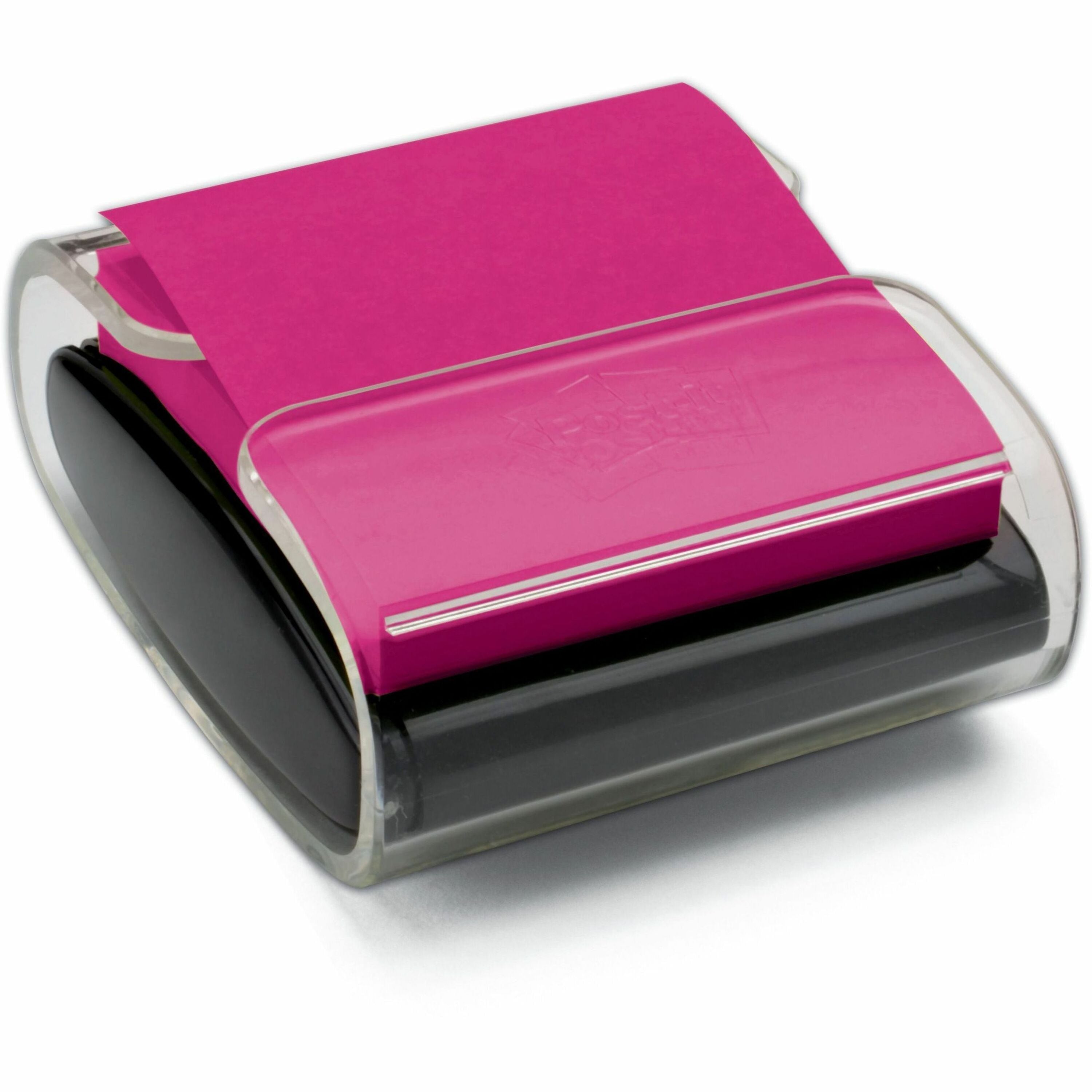 Post-it Note Dispenser, Clear/Translucent, Holds 100 Notes, Includes 1 Dispenser and 1 Pad (3" x 3")