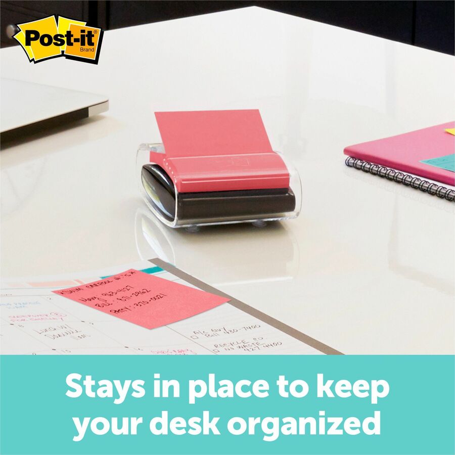 Post-it Note Dispenser, Clear/Translucent, Holds 100 Notes, Includes 1 Dispenser and 1 Pad (3" x 3")