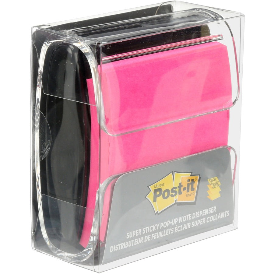 Post-it Note Dispenser, Clear/Translucent, Holds 100 Notes, Includes 1 Dispenser and 1 Pad (3" x 3")