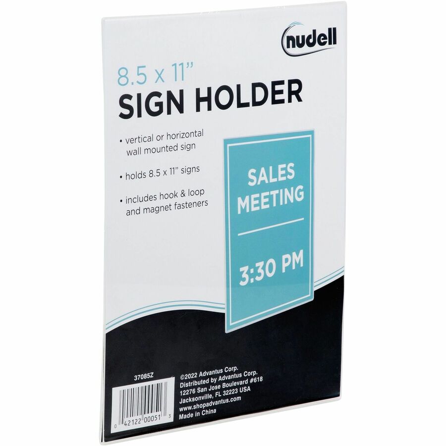 8.5" Width x 11" Height - Rectangular Shape - Wall Mountable, Cubicle-mountable - Hook & Loop Fastener Closure - Photo, Award, Locker, File Cabinet - Acrylic - Clear - 1 Each