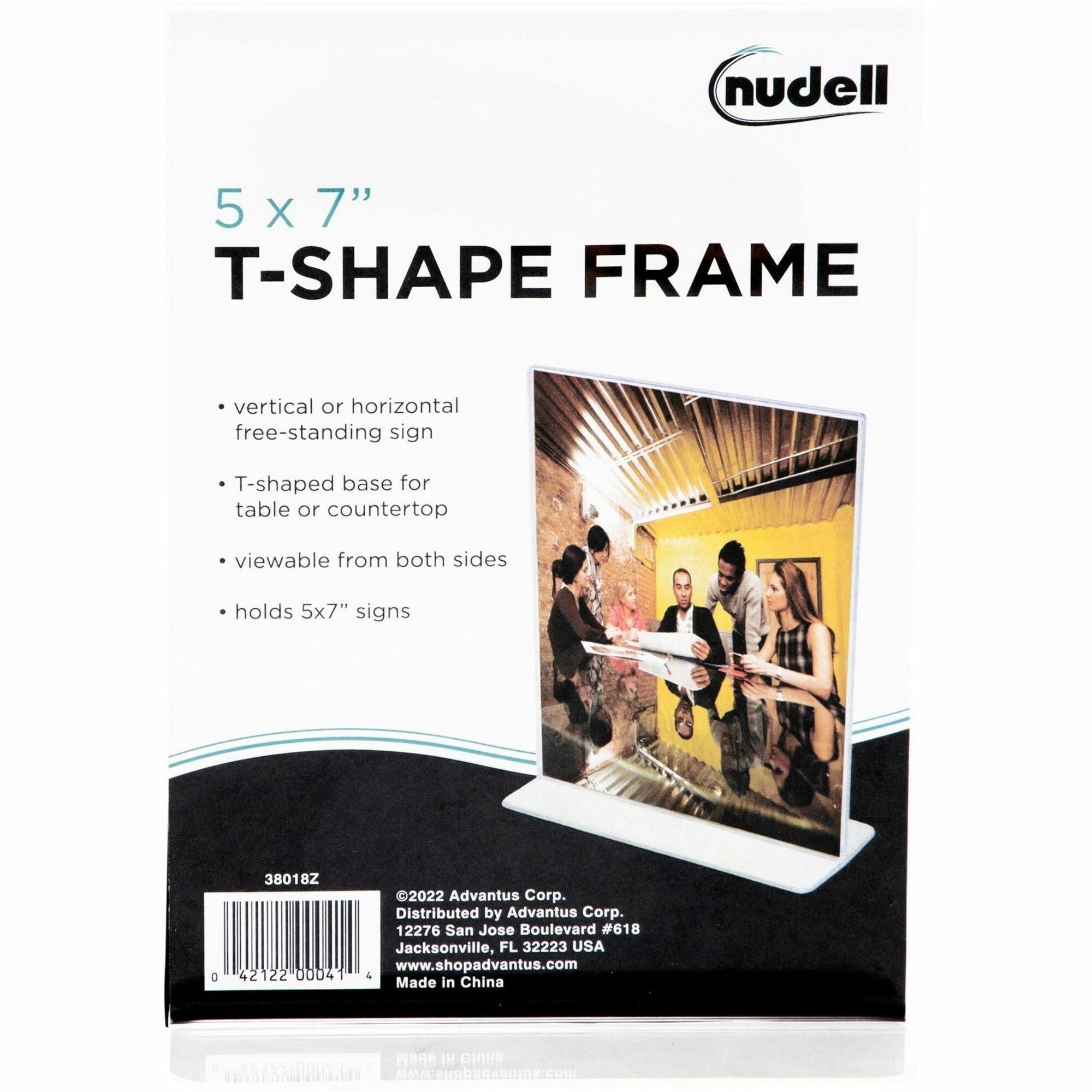 Golite nu-dell Double-sided Sign Holder, 5" x 7", Rectangular, Self-standing, Clear Plastic, 1 Each
