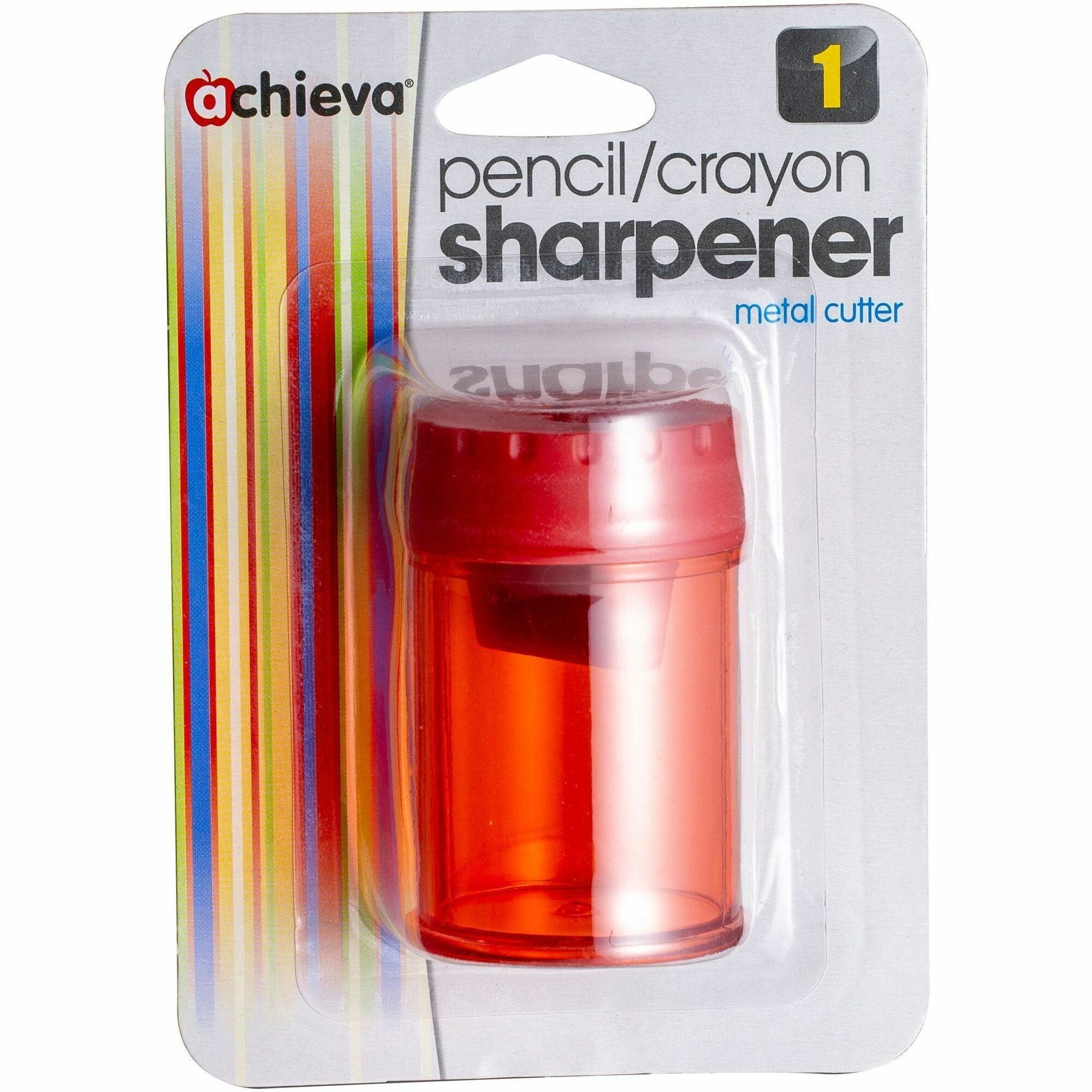 Officemate Double Barrel Pencil/Crayon Sharpener, 2 Holes, Translucent Red, 2.1" x 1.4" x 1.4", 1 Each