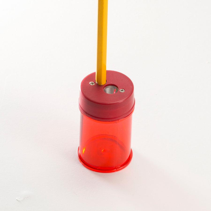 Officemate Double Barrel Pencil/Crayon Sharpener, 2 Holes, Translucent Red, 2.1" x 1.4" x 1.4", 1 Each
