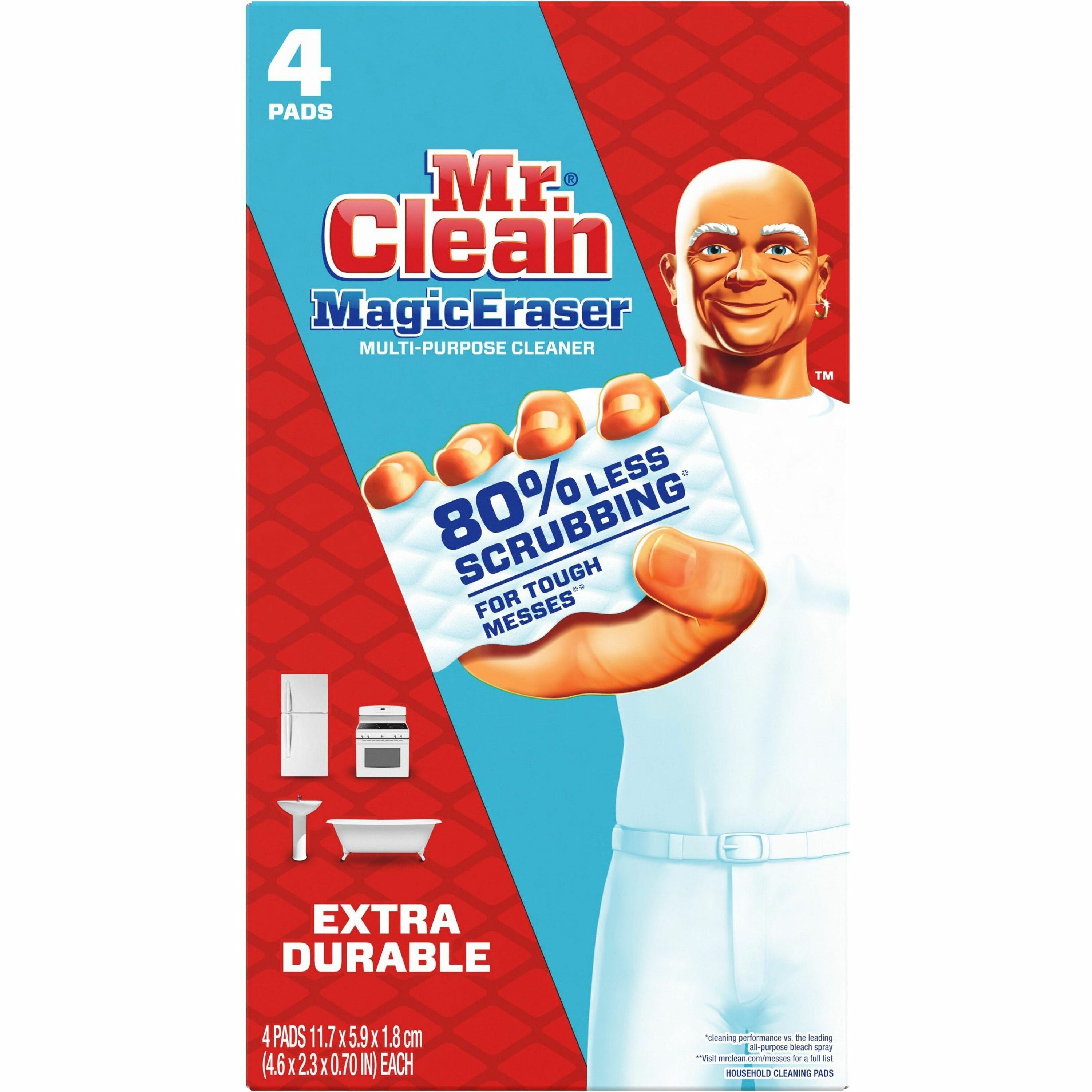Mr. Clean Magic Eraser Extra Durable Pads, Heavy Duty, Textured, White, 4 Pads per Box