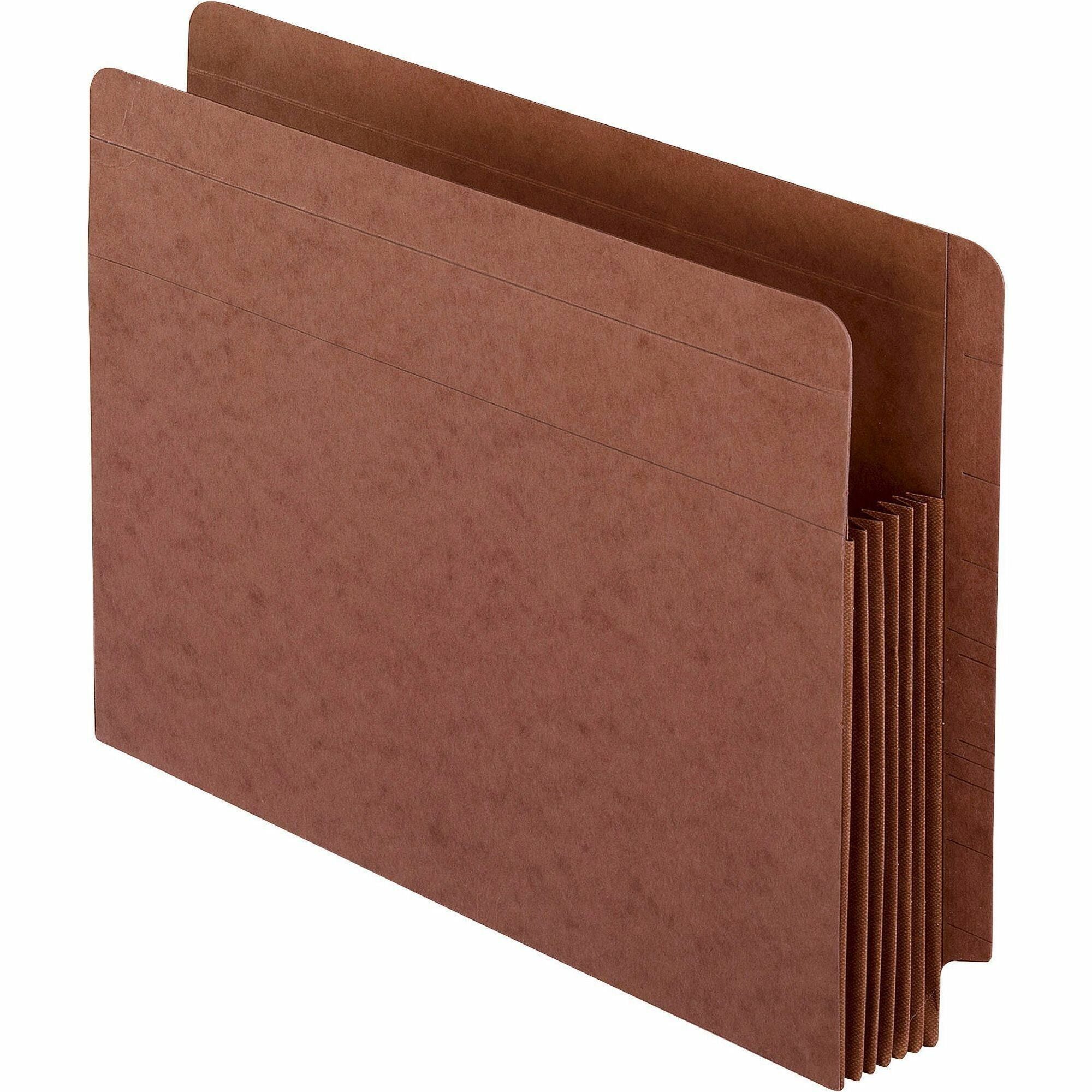 Pendaflex Straight Tab Letter Size Recycled File Pocket, 8.5" x 11", 1050 Sheet Capacity, 5-1/4" Expansion, 1 Pocket, 17 pt. Red Fiber, Acid-Free, Heavy Duty, 30% Recycled, 10/Box