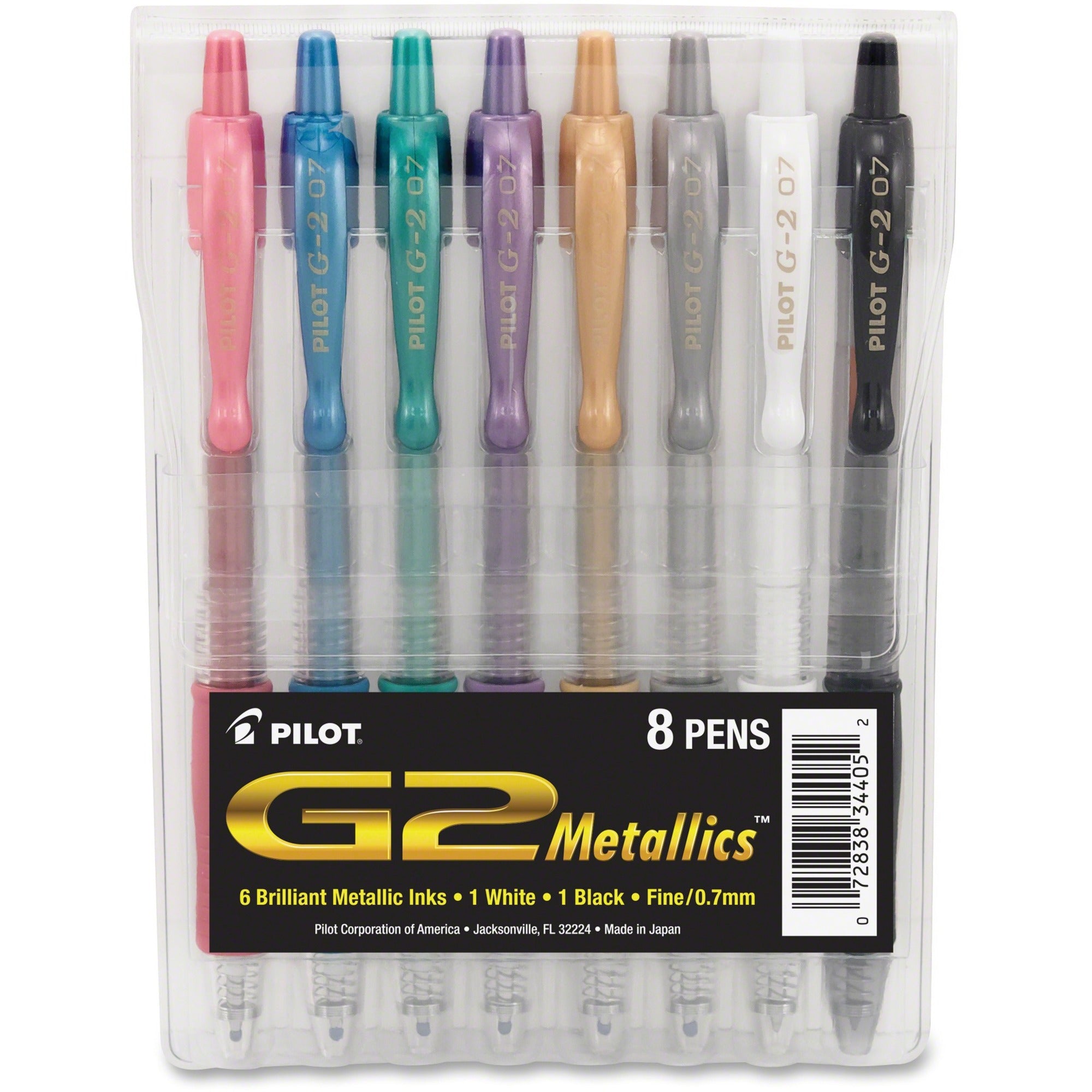G2 Premium Gel Ink Retractable Pens, 0.7 mm Fine Point, Pink/Blue/Green/Purple Ink, Pigment-Based, 8 Pack