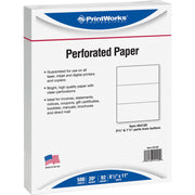 Printworks Pre-Perforated Paper, Letter Size 8.5" x 11", 20 lb, White, SFI Certified, Perforated, 500 Sheets per Ream