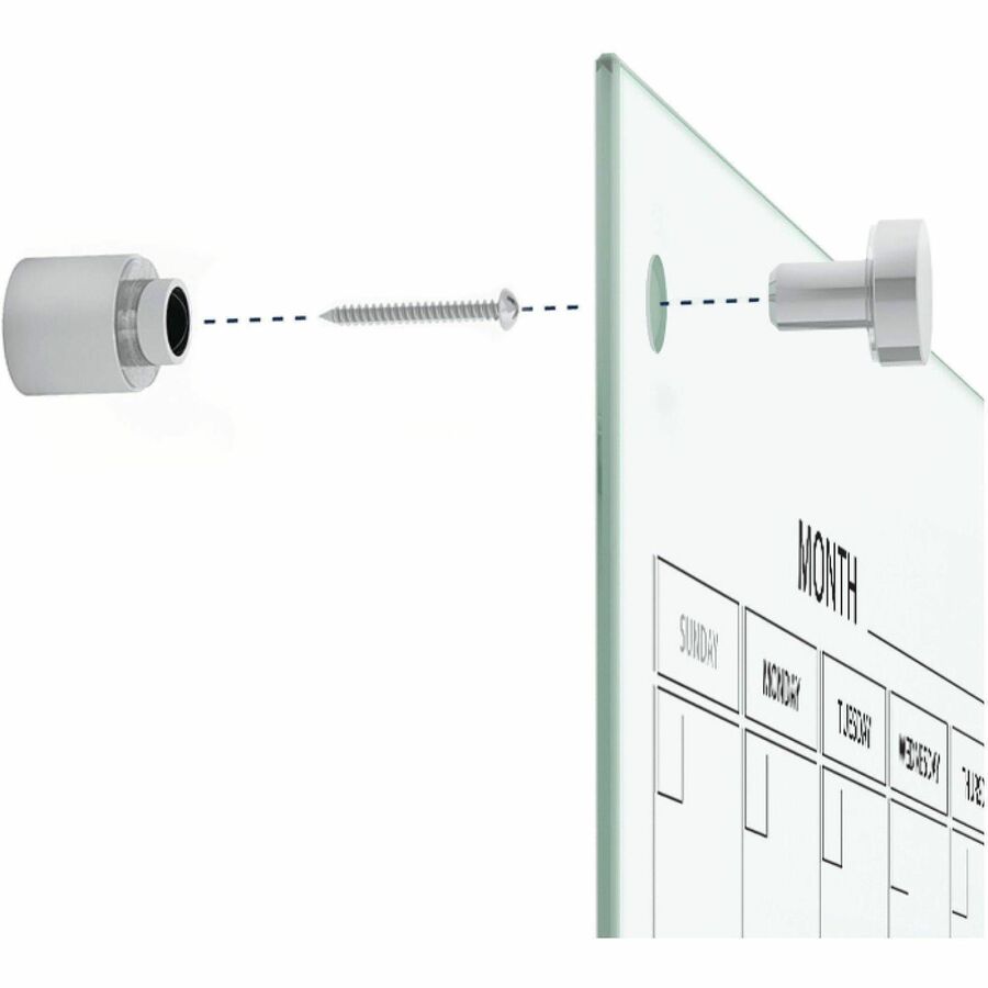 Monthly - 1 Month - White - Tempered Glass - 36" Height x 48" Width - Magnetic, Durable, Stain Resistant, Ghost Resistant, Scratch Resistant, Dent Resistant, Dry Erase Surface, Notes Area - 1 Each