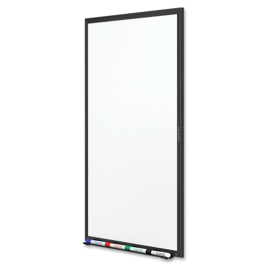 Quartet Classic Total Erase Whiteboard, 60" x 36", White Melamine Surface, Black Aluminum Frame, Horizontal/Vertical Mount, Includes Marker Tray, Dry Erase Marker, and Mounting Hardware, 1 Each