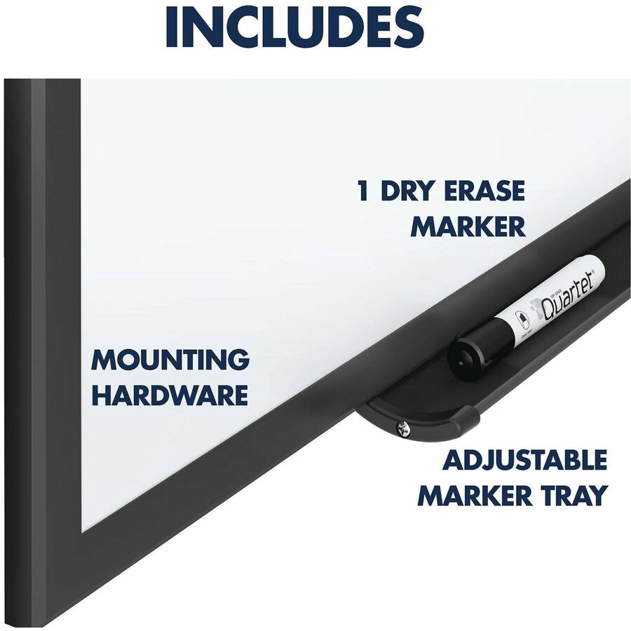 96" (8 ft) Width x 48" (4 ft) Height - White Melamine Surface - Black Aluminum Frame - Horizontal/Vertical - 1 - TAA Compliant