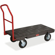 Push Handle Handle - 1000 lb Load Capacity - 4 Casters - Resin, Metal, High-density Polyethylene (HDPE) - 48" Length x 24" Width - Steel Frame - Black - 1 Each