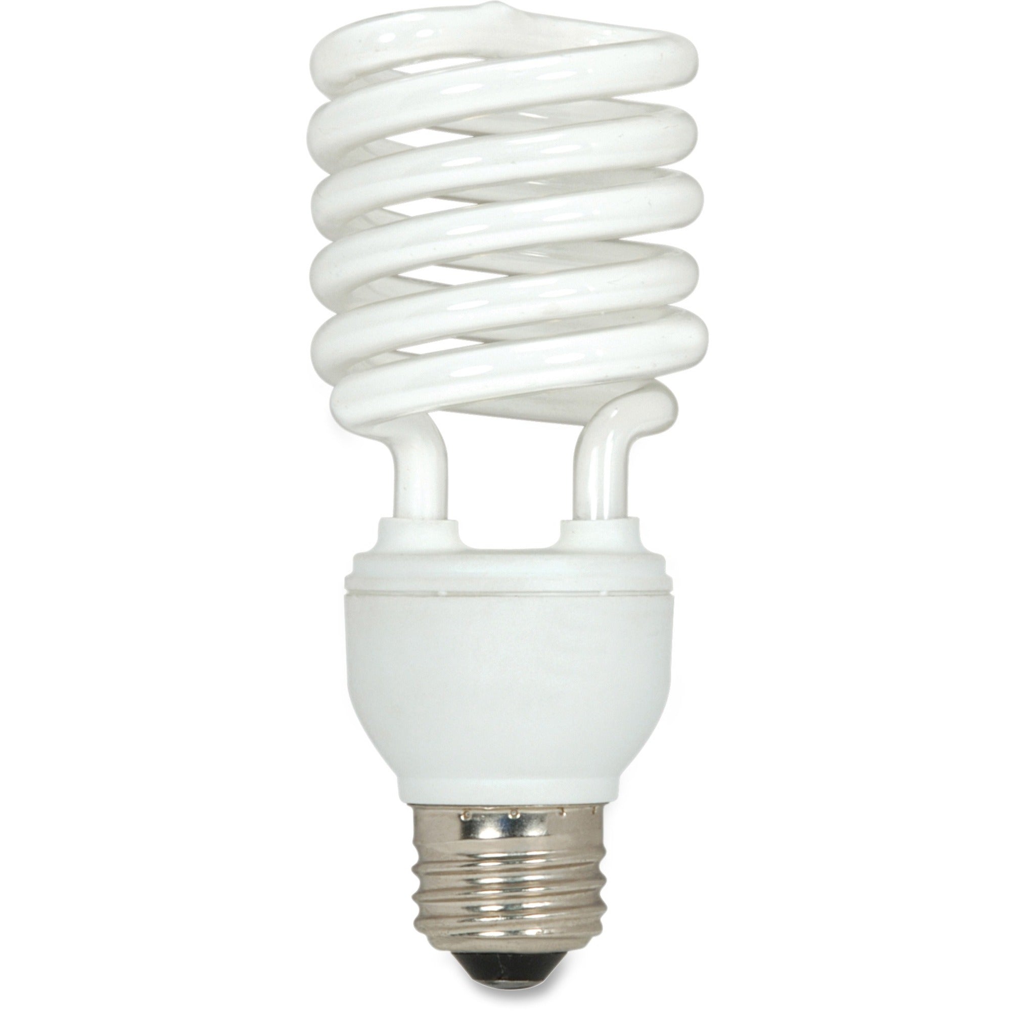 Satco 23W T2 Spiral CFL Bulb, 2700K, 1600 Lumens, 100W Incandescent Equivalent, E26 Base, 120V, White Light, Energy Saver, 12,000 Hour Life, 3 Bulbs per Box